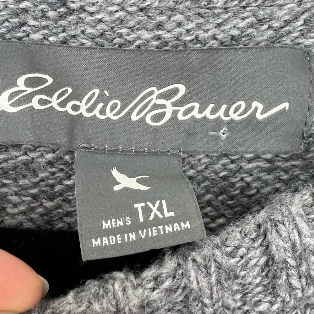 Eddie Bauer Knit Sweater Fair Isle Wool Acrylic Blend Mens Size Tall XL Gray